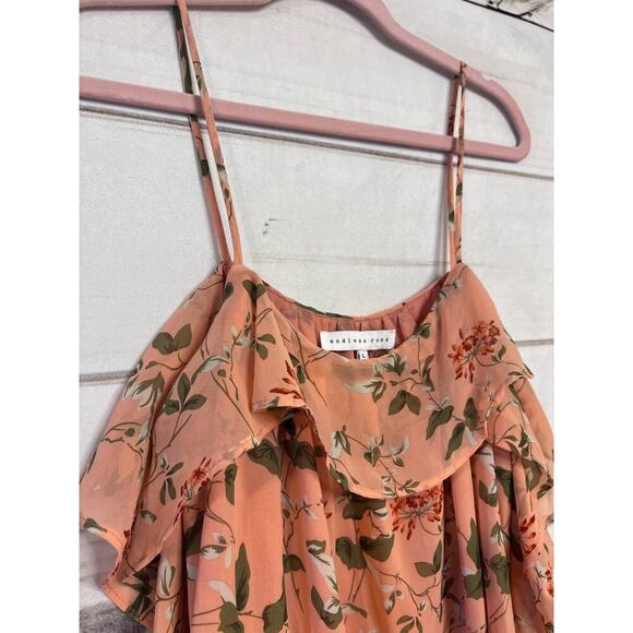 Endless Rose Sleeveless Blouse Size LG Peach With Floral Print - Picture 4 of 4